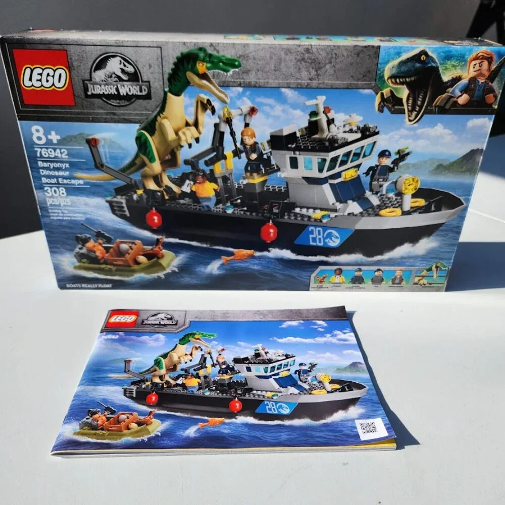 LEGO Jurassic World Park Baryonyx Dinosaur Boat Escape 76942 Building Set Toy Se